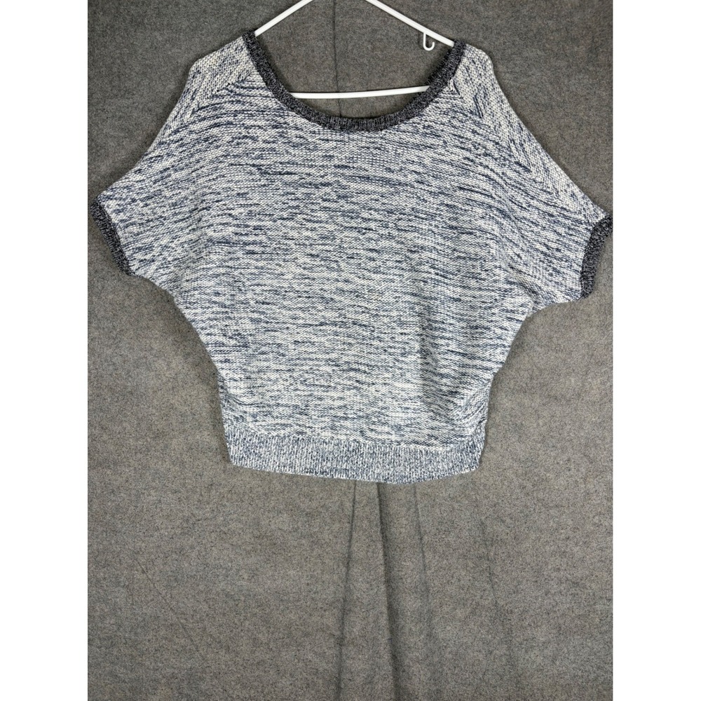 Banana Republic Beachy Textura Blue Marled Cotton Dolman Knit Top Medium
